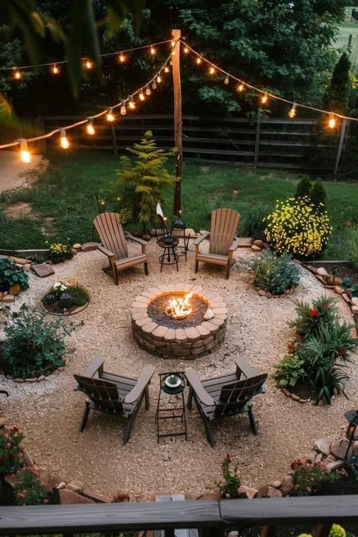 Evening fire pit gathering space