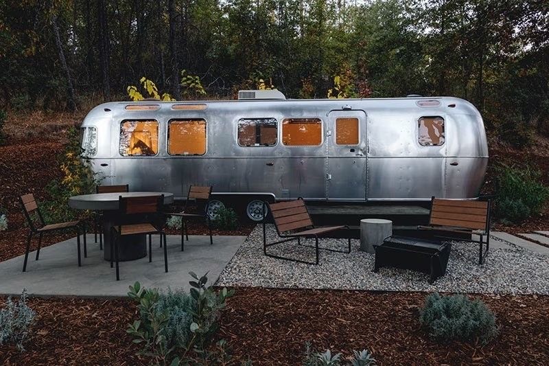 Vintage Airstream glamping at Magnolia Fields