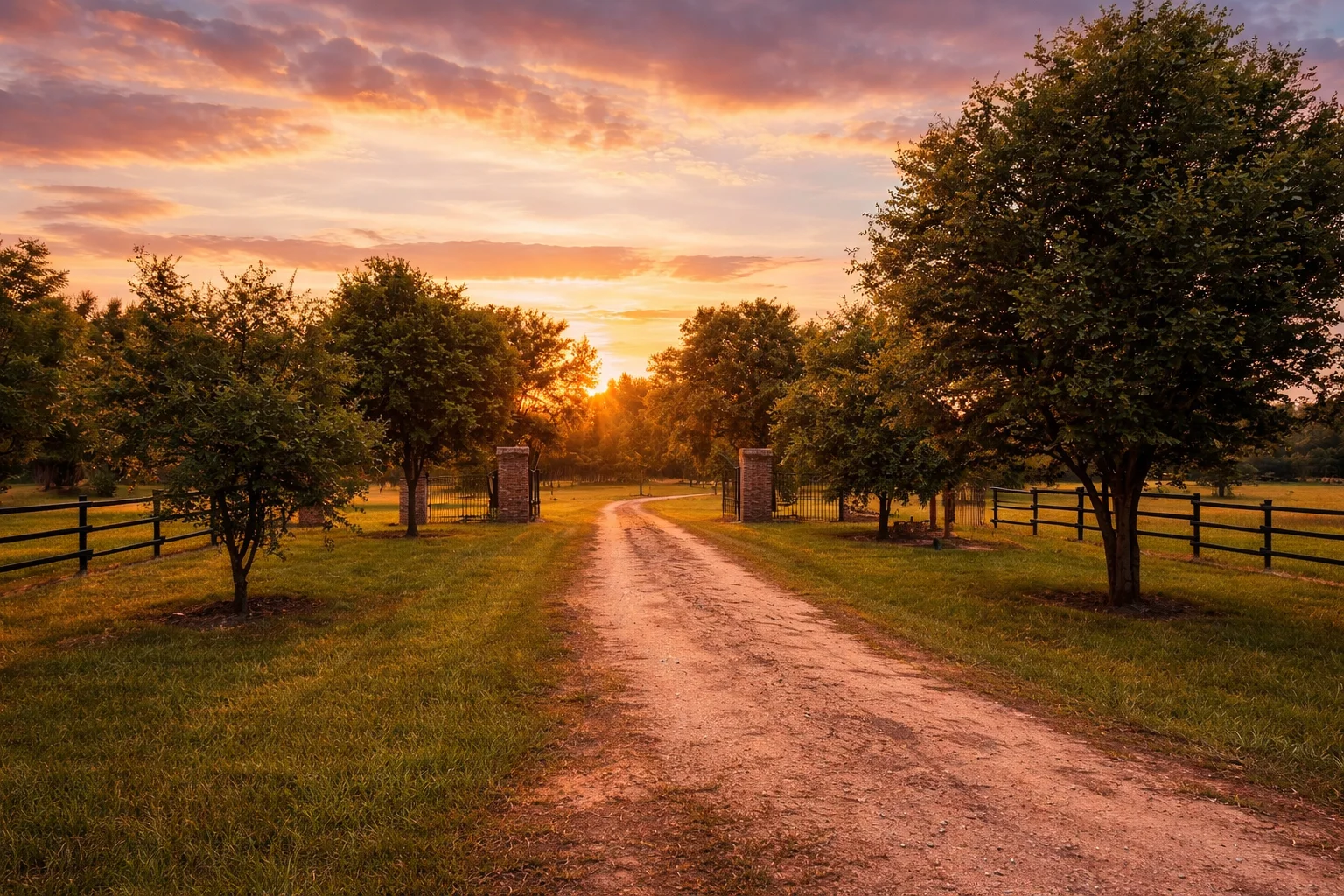 Entrance gates at sunset